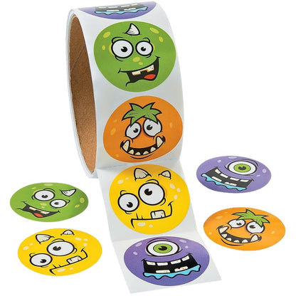 Monster Face Roll Stickers for Halloween (100 Stickers) Stationery - Halloween