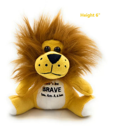 Plush Lion Stuffed Animal 6 Inch Positive Lion Hairy Lioncel Toy Let's Be Brave Gift Super Soft Plushes for Kids Boys and Girls