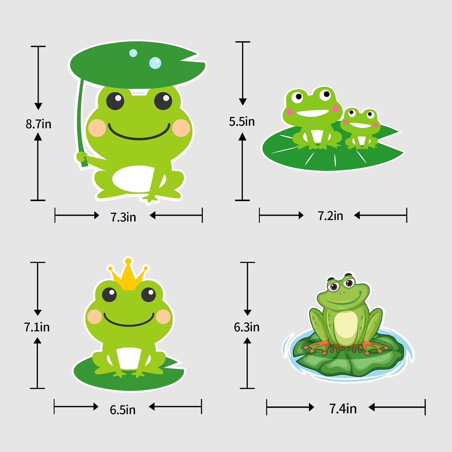 MEFENG 16Pcs Frog Table Centerpieces Sticks - Baby Shower Table Topper - Rainforest Party Decor- Prince Frog Birthday Photo Booth Props - Kids