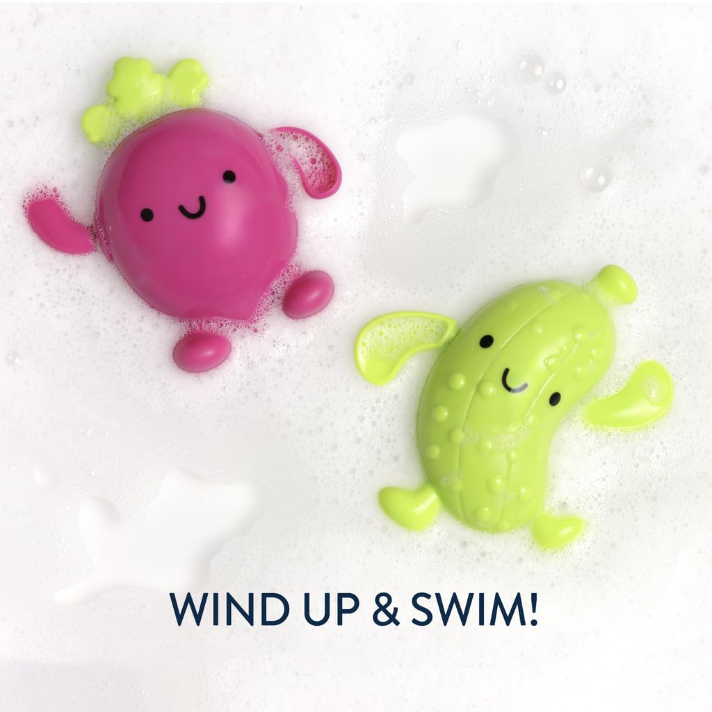 Itzy Ritzy Wind-Up Swimming Bath Toys - Set of 2 Wind-Up Floating Bath Toys - Water Playtime Set for Tub or Pool, Designed for Ages 6 Months and Up