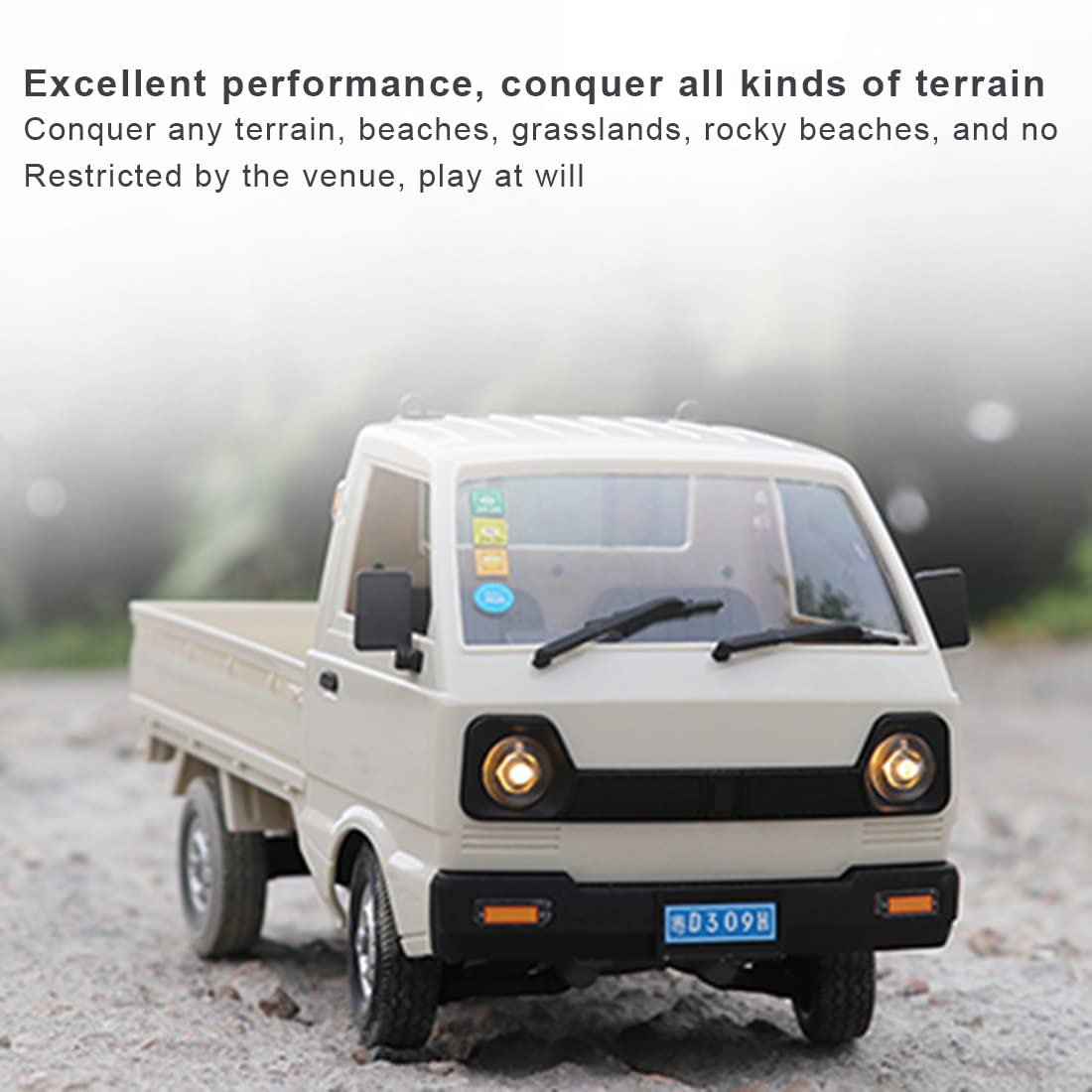 YounggDiy WPL D12 1/16 Mini RC Truck, 2.4G RC Car Mini-Truck Mini-Van High Speed of 20km/h DIY Double Battery, Remote Control Trucks Vans, Indoor