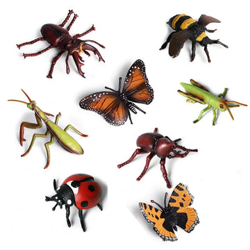 Odowalker 8 Pcs Lifelike Assorted Plastic Insects Bugs Figures Model