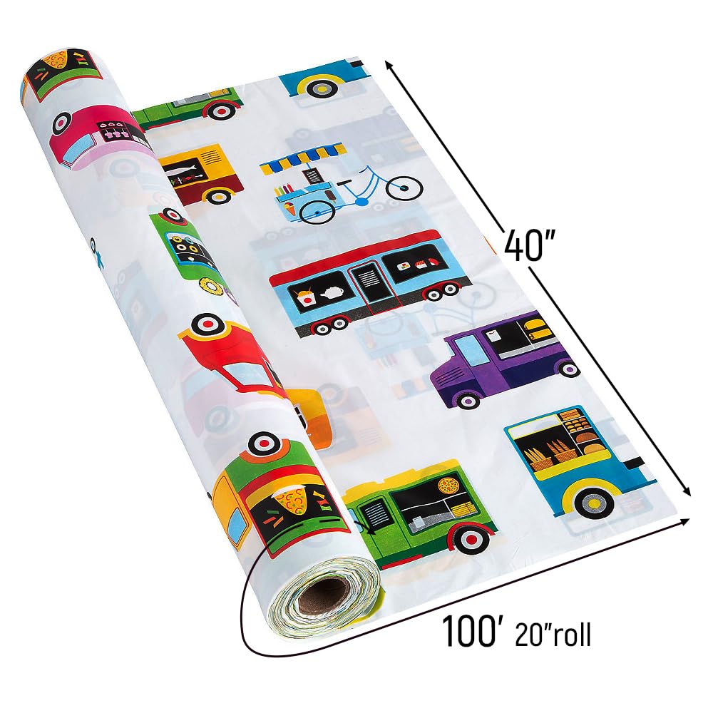Fun Express Food Truck Plastic Tablecloth Roll - VBS Vacation Bible School Supplies/Decor