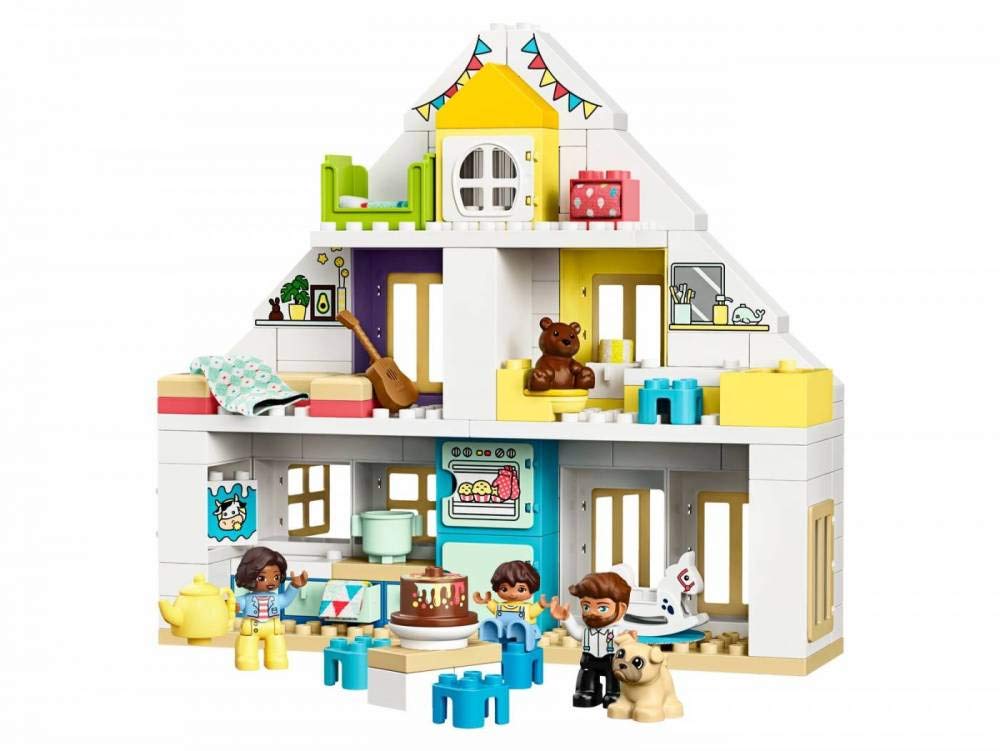 LEGO DUPLO Town Modular Playhouse 10929 Dollhouse with Furniture and a Family, Great Educational Toy for Toddlers (130 Pieces), Multicolor