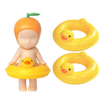 Kaitiaki 2PCS Mini Duck Floaties for Sonny Angel, Cute Yellow Duck Resin Swim Rings Accessories Fits 3 Inch Dolls, Decorative Display Props Clothes
