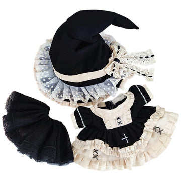 niannyyhouse 20cm Plushie Doll Little Witch Suit Hat Dress Petticoat 8in Kpop Stuffed Doll Clothing