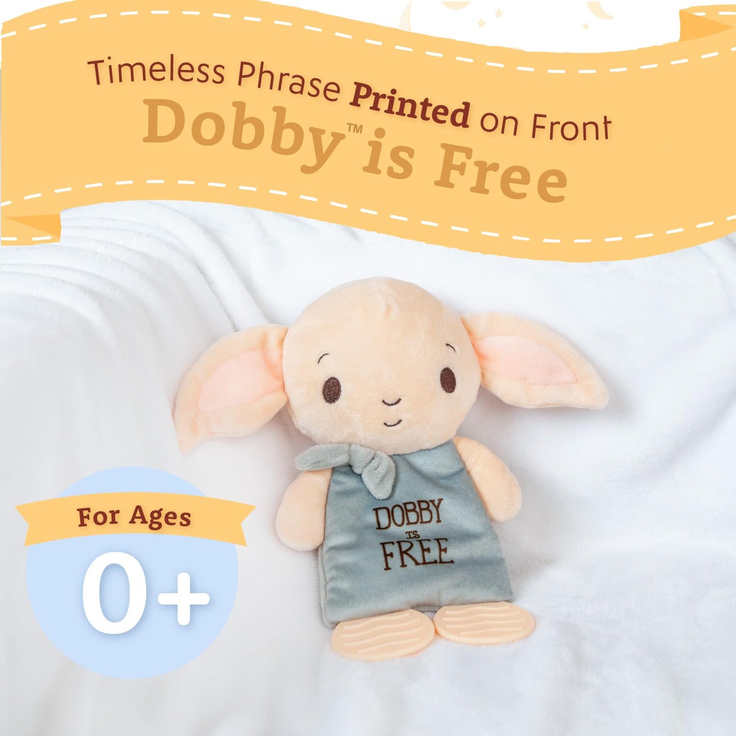 Kids Preferred Harry Potter Dobby Teether Plush Toy Crinkle Cloth for Newborn Baby Boys and Girls 10 inches