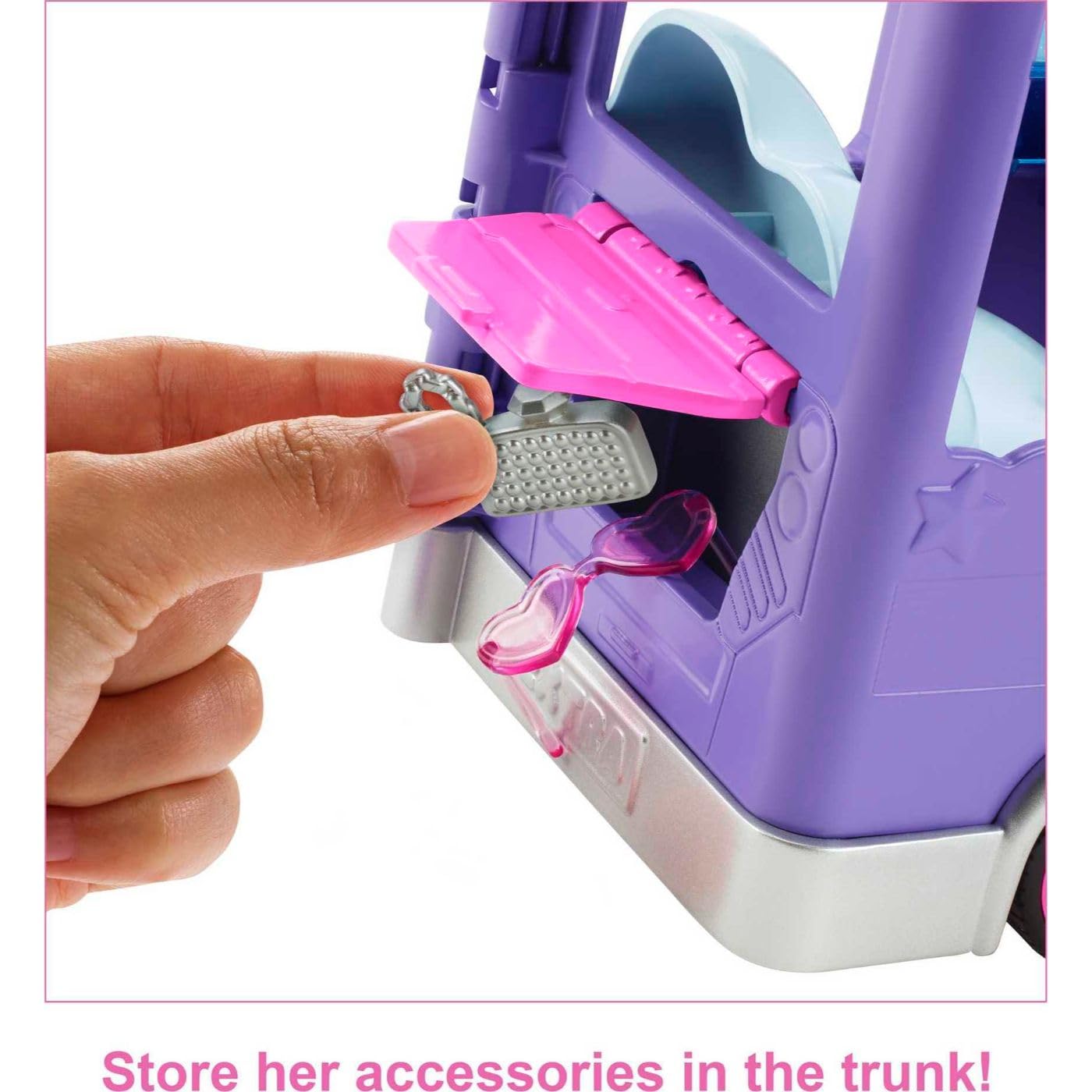 Barbie Extra Mini Minis Doll & Toy Vehicle Playset, Expandable Tour Bus with 3.25-inch Small Doll, Clothes & Accessories