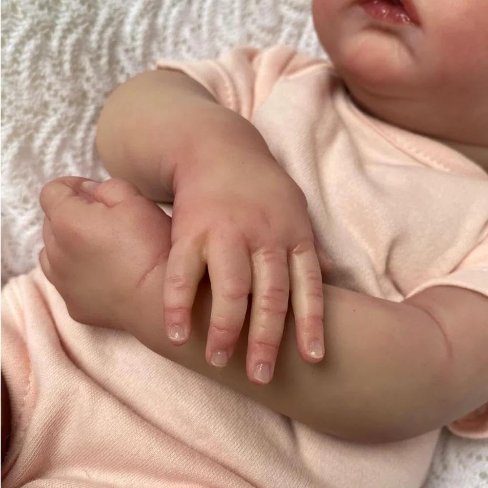 GUESSBELLY 48cm Reborn Cloth Body Doll with 3D-Painting Skin and Visible Veins, 19 Inches Soft Vinyl Newborn Baby Handmade Dress Birthday Toy for 3+