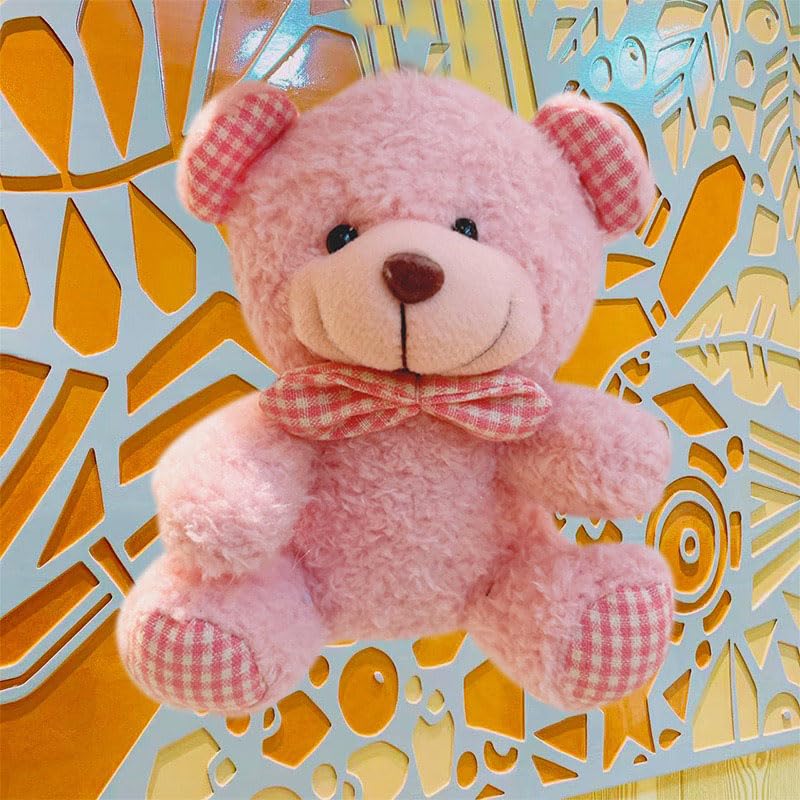 YUKOUQIAN Bear Stuffed Animals Mini Plush Toy Keychain Small Plushies for Kids Girls Boys 4.9 Inch (Keychain Bear Pink)