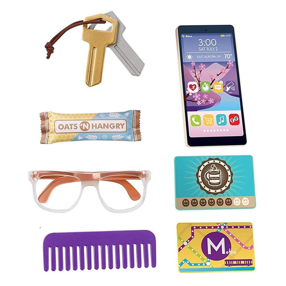 Replacement Parts for Fisher-Price Strut-n-Style Bag Playset - GKW04 ~ Replacement Bag Includes Wooden Smart Phone, Plastic Car Keys, Glasses, Credit