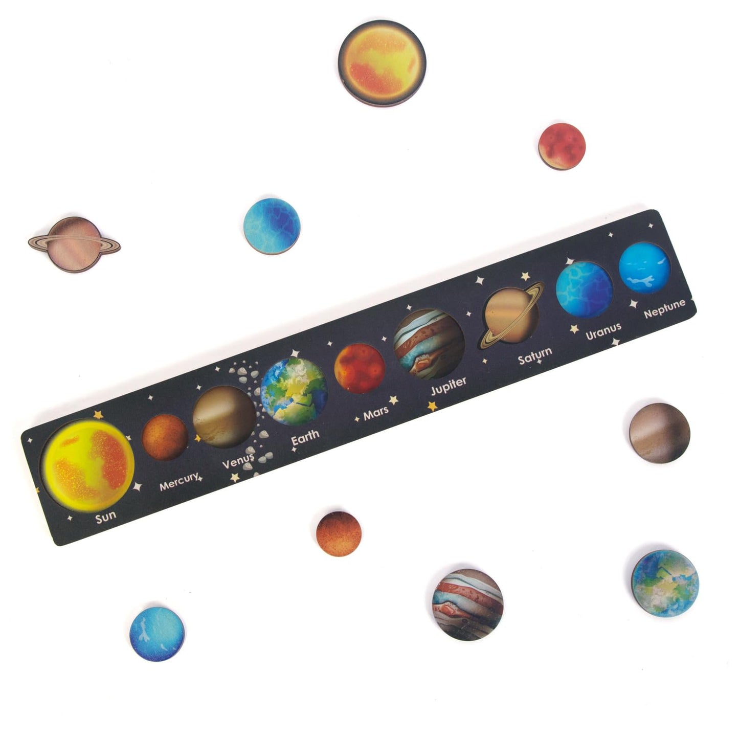 WOODENFUN Wooden Solar System Planet Puzzle Montessori Toy for Toddlers 3-5