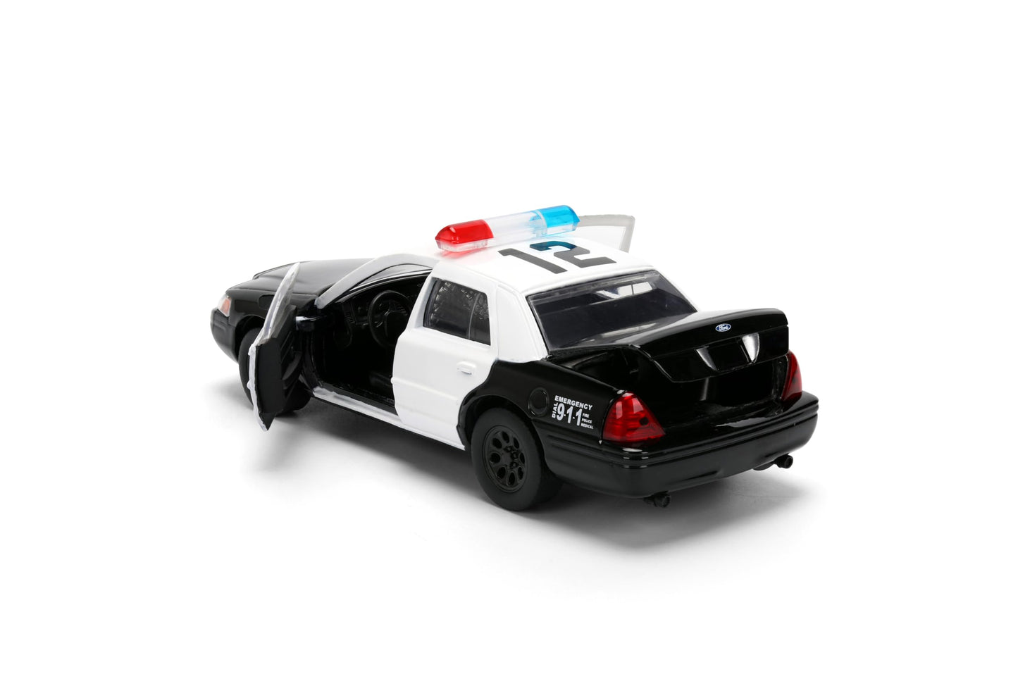 Jada Fast & Furious Ford Crown Victoria Diecast Car Toys - 1:32 Scale Police Vehicle with Opening Doors - Movie Replica for Fans and Collectors