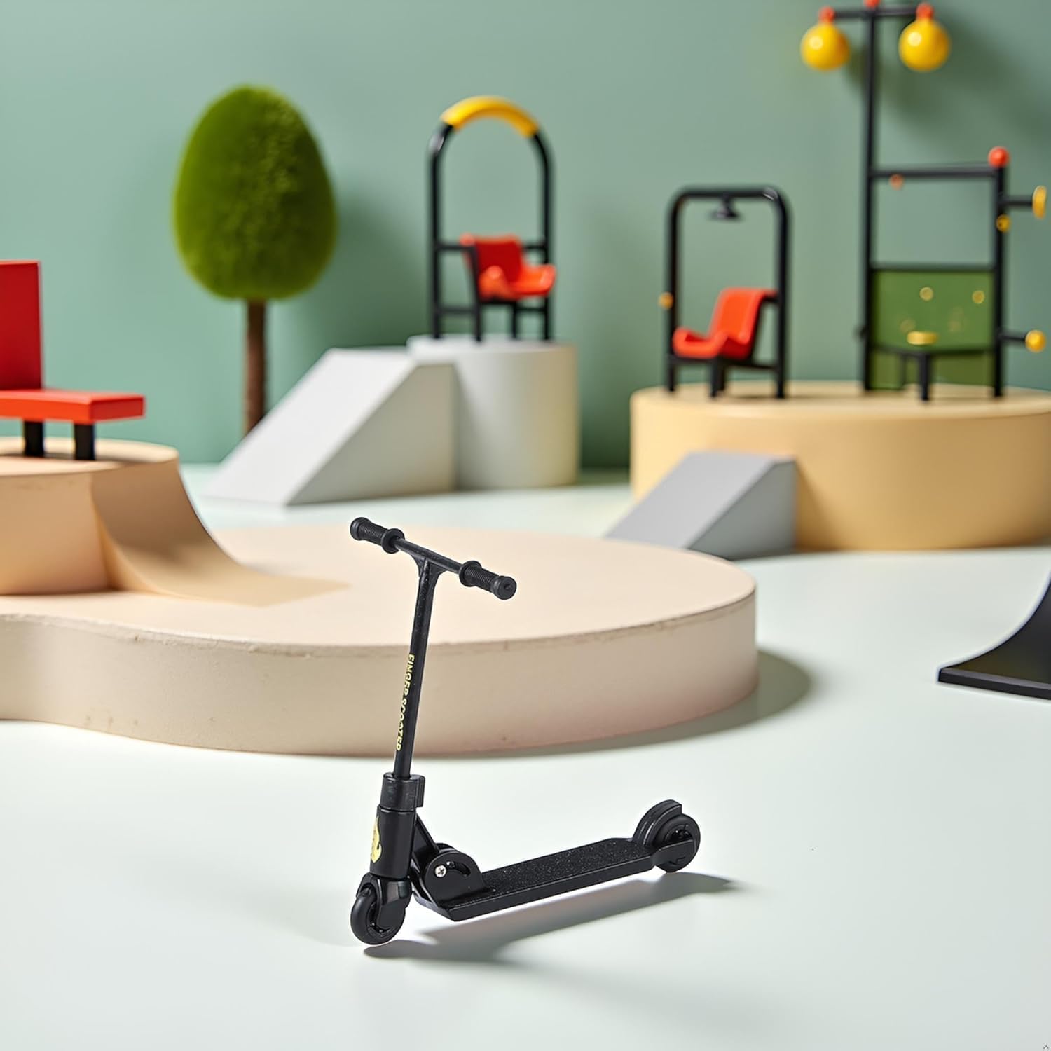 3Pcs Black T Head Finger Scooter,2-Wheeled Scooter,Foldable Finger Scooters with Brake,Finger Board Accessories,Educationa,Finger Toys,Non-Slip Fun