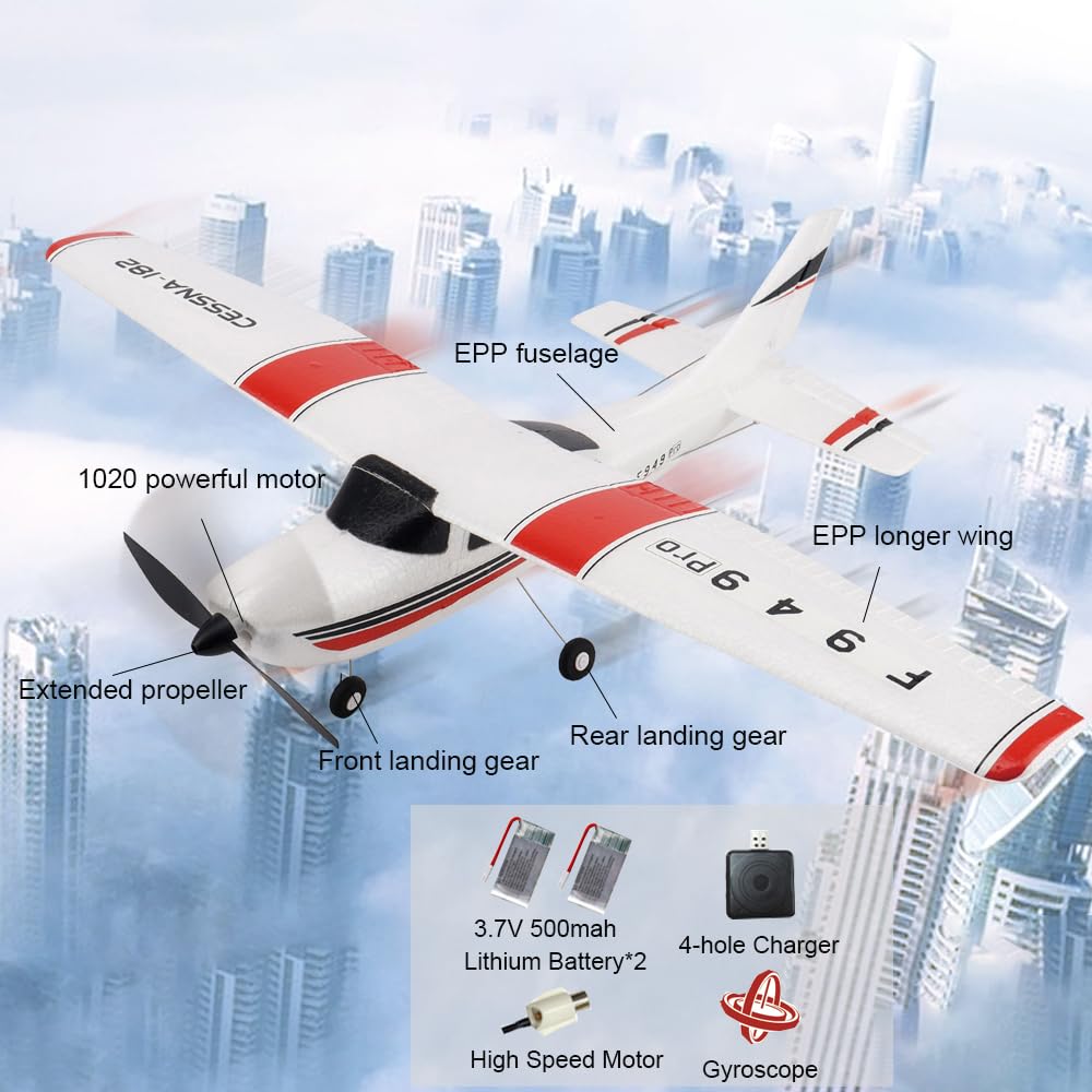 Park10 Toys RC Airplane F949pro RC Plane 1020 Motor 3CH 2.4GHZ EPP RC Plane for Adults CESSNA-182 3D6G Gyroscope RTF RC Glider Planes with 2 Batteries