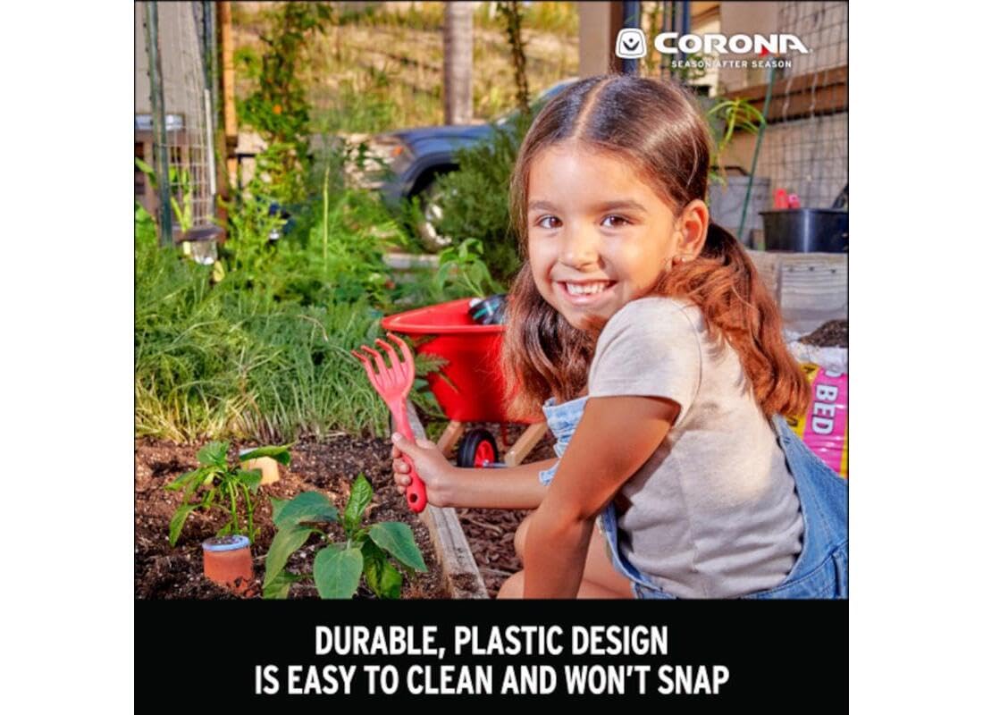 Corona Tools Kids Garden Tool Set, 3-Piece Gardening Tools for Children Ages 4+, Includes Trowel, Transplanter & Cultivator, Durable Lightweight
