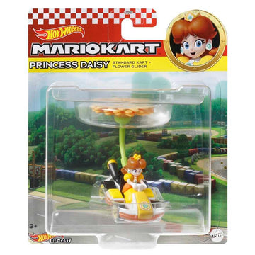 Hot Wheels 1:64 Scale Mario Kart | Princess Daisy Standard Kart + Flower Glider