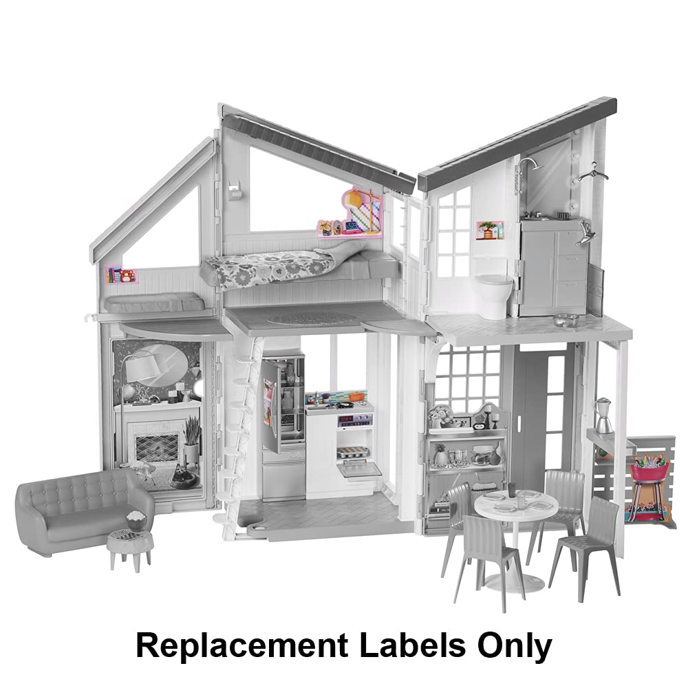 Barbi Replacement Stickers for Barbie Malibu House Playset - FXG57 - Replacement Labels, Multicolor