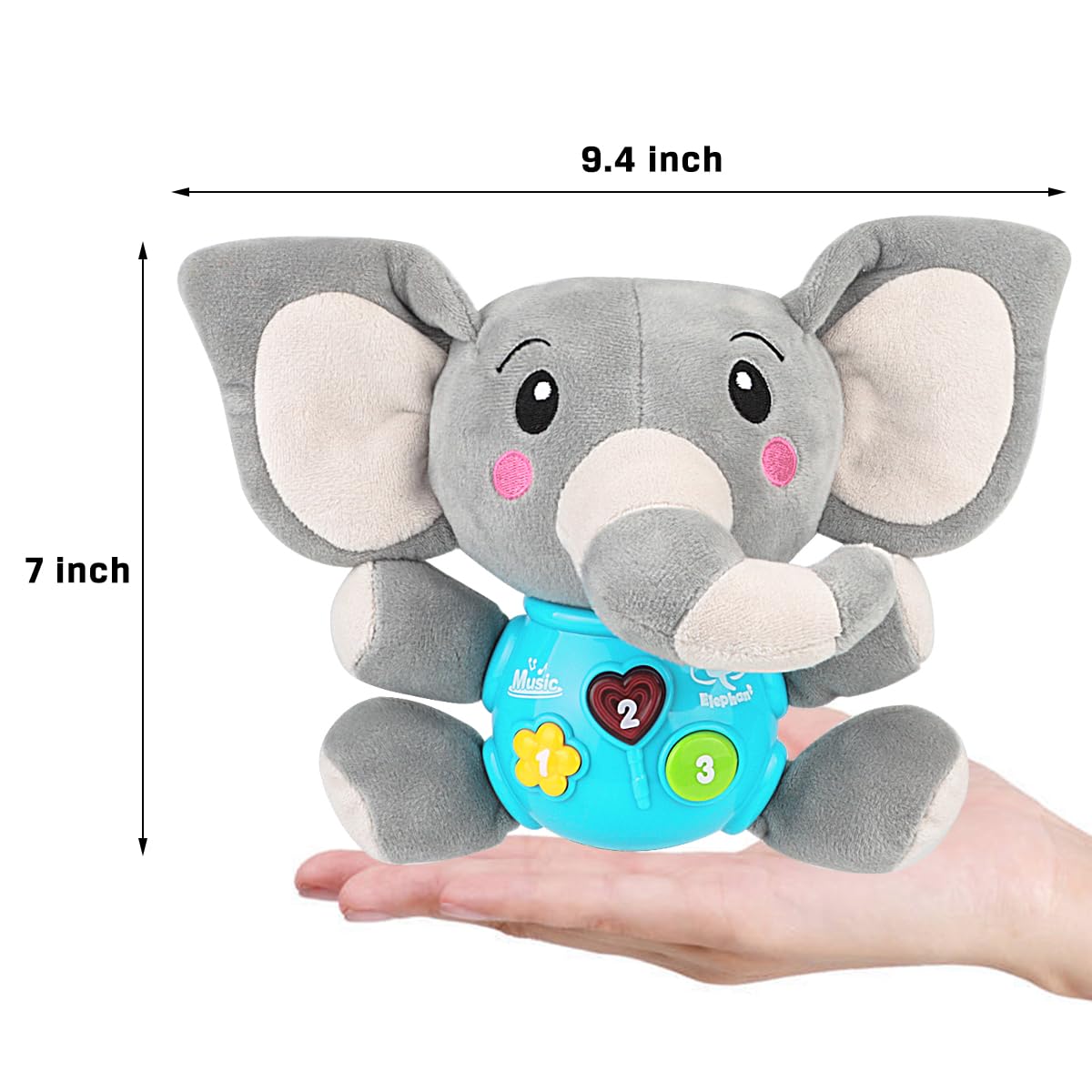 Aitbay Plush Elephant Music Baby Toys 0 to 6 Months, Cute Stuffed Animal Light Up Baby Toys Newborn Baby Musical Toys for Infant Babies Boys & Girls