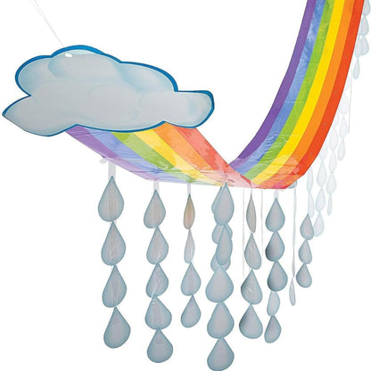 Fun Express Rainbow Cloud & Raindrops Ceiling Hanging Decorations, 12'x32