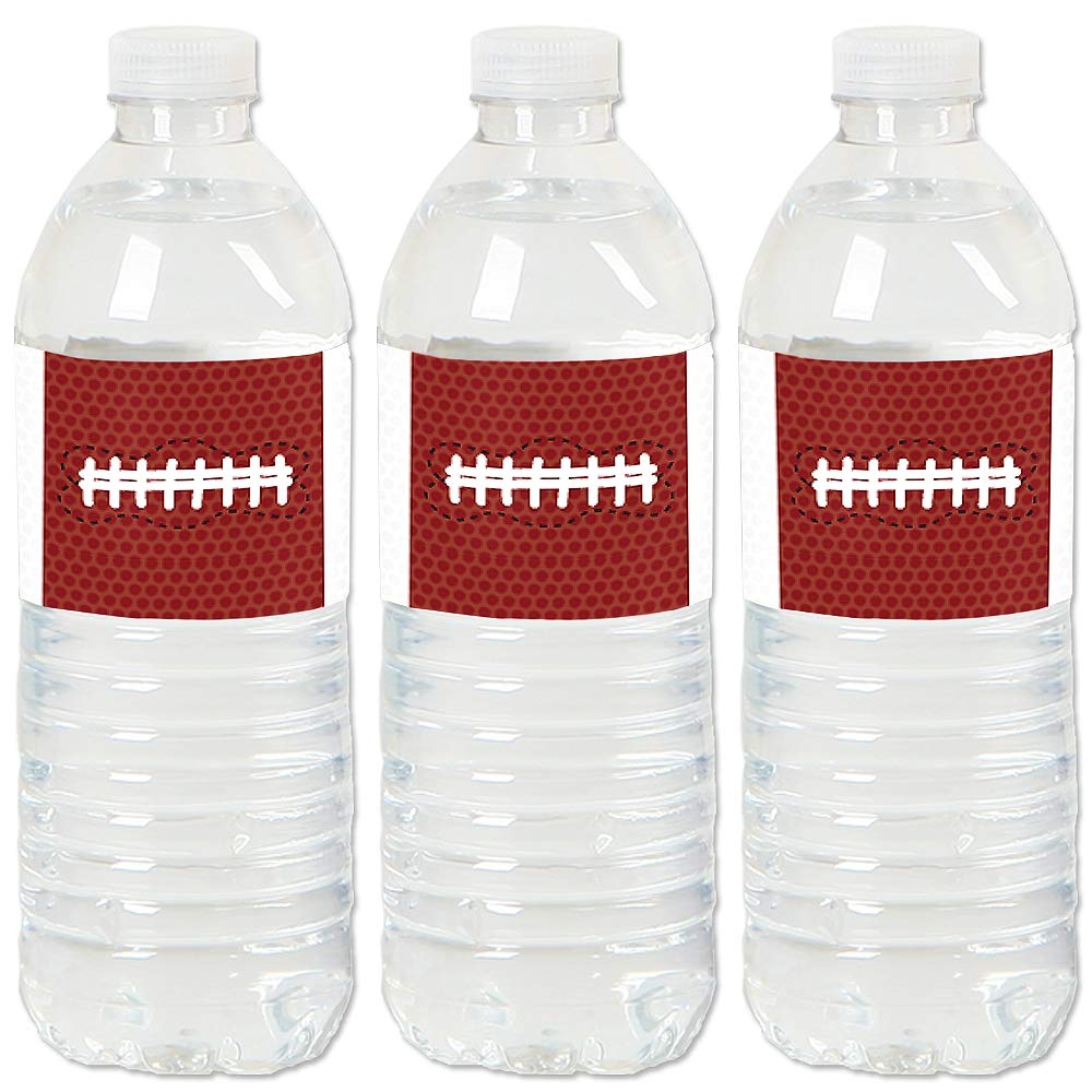 Big Dot of Happiness End Zone - Football - Baby Shower, Birthday Party Water Bottle Sticker Labels - Set of 20