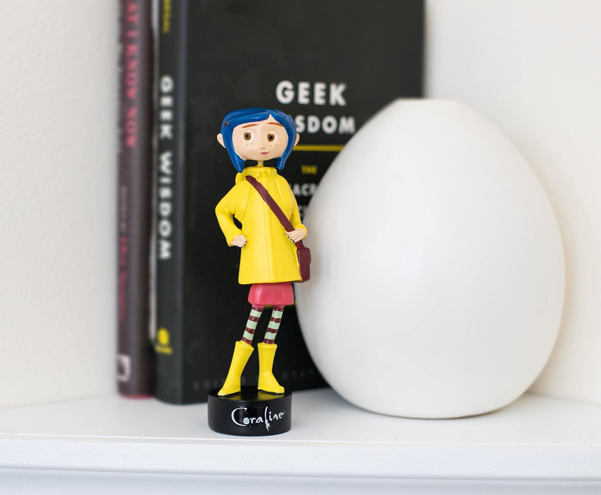 Surreal Entertainment Coraline in Rain Coat PVC Bobble Figure for Adults Only | Collectible Bobblehead Action Figure, Desk Toy Accessories | 5 Inches