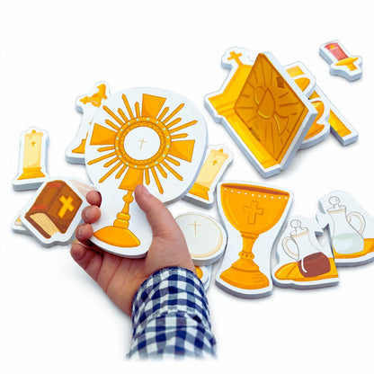 Saintly Heart 21 Piece Quiet Mass Toy Set for Catholic Kids & Toddlers