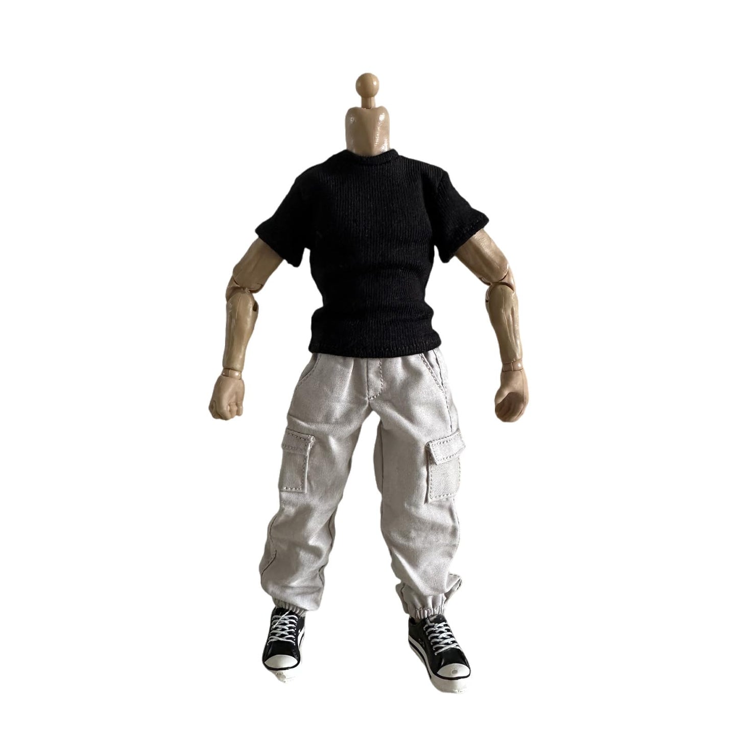 1/12 Action Figure Clothes,1:12Scale Solider tapered cargo pants,Casual Pants for 6" Action Figures,Fashion Pants only (Light Grey)