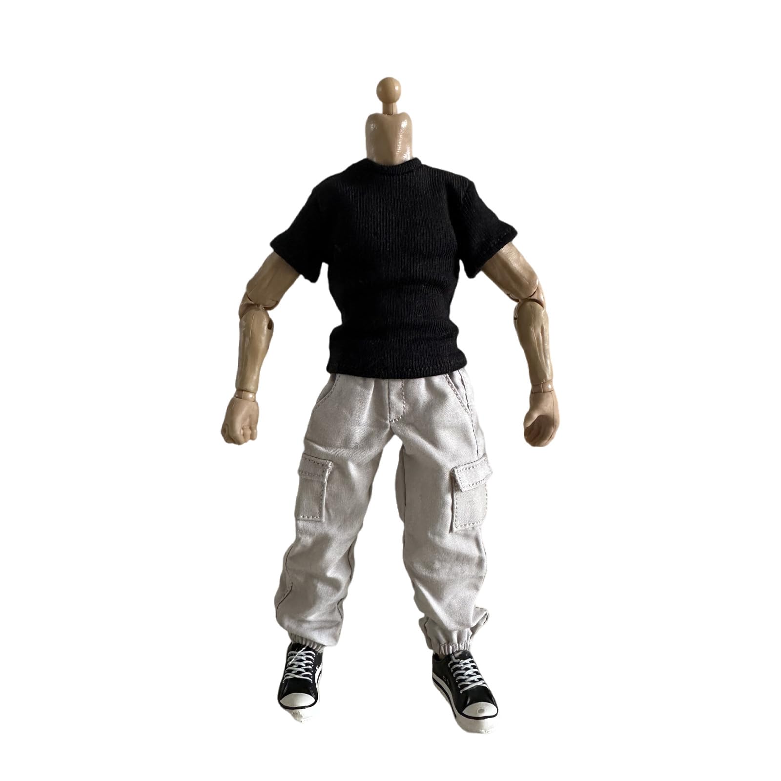 1/12 Action Figure Clothes,1:12Scale Solider tapered cargo pants,Casual Pants for 6" Action Figures,Fashion Pants only (Light Grey)