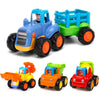Yiosion Push and Go Friction Powered Cars Construction Vehicles Toy Set Tractor Bulldozer Mixer Truck Dumper for 1 2 3 Year Old Baby Toddlers Boys