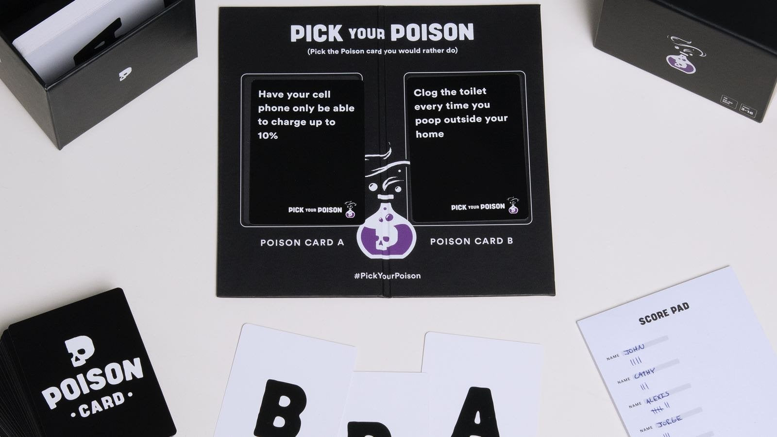 Pick Your Poison Party Game + Family Expansion Set - The “What Would You Rather Do?” Card Game for White Elephant Parties, Stocking Stuffers + Board