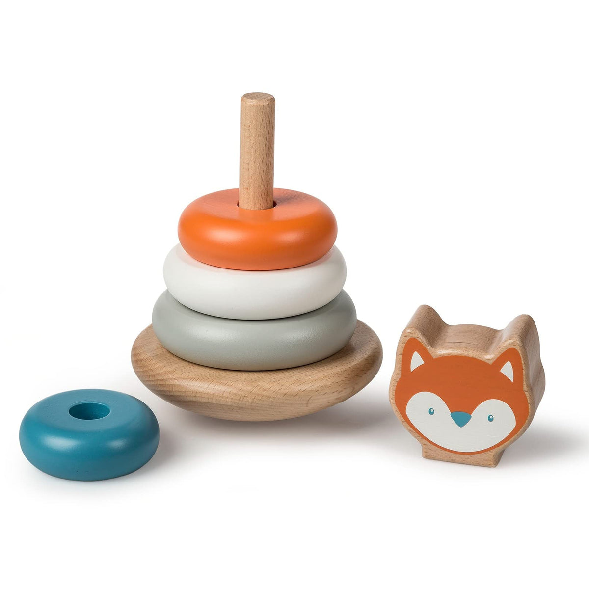 Mary Meyer Leika Wooden Toys Stacking Rings Montessori Toys for 24+ Months Old Toddler Preschool Gifts, 4.25 x 7-Inches, Raccoon & Fox