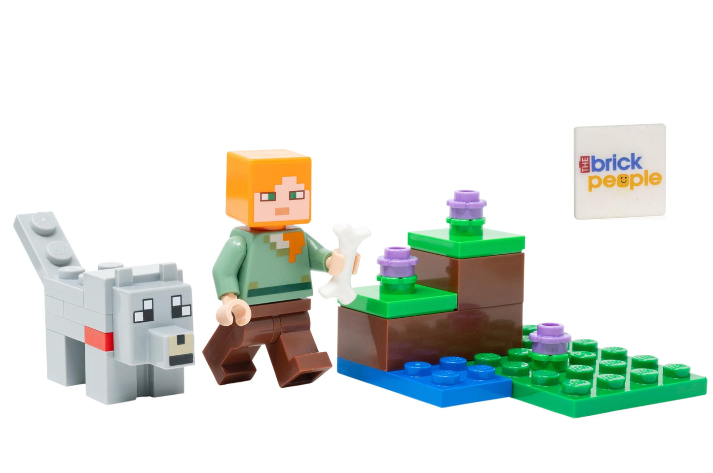 LEGO Minecraft Mini Set: Alex Minifigure with Wolf and Bone