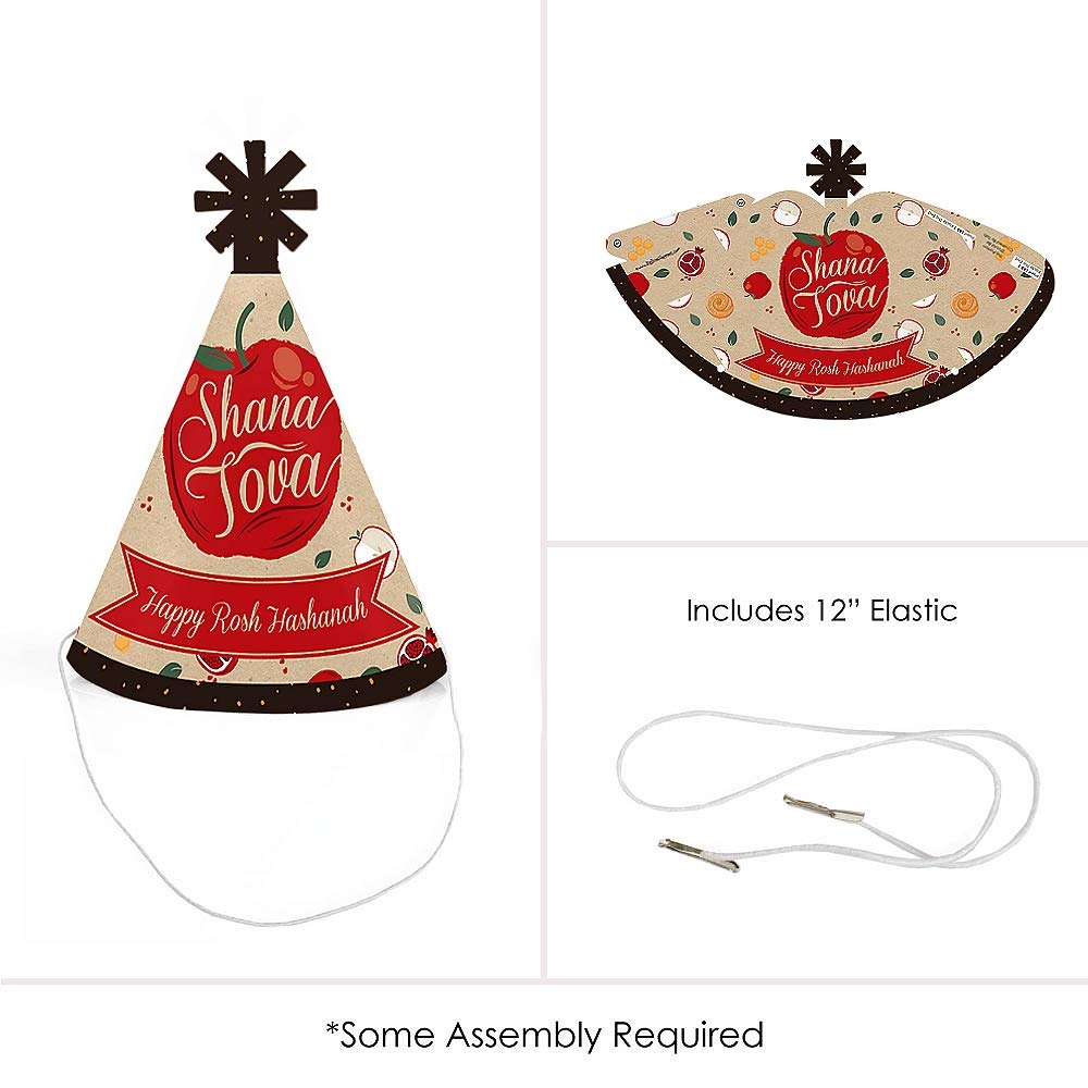 Big Dot of Happiness Rosh Hashanah - Mini Cone Jewish New Year Hats - Small Little Party Hats - Set of 8