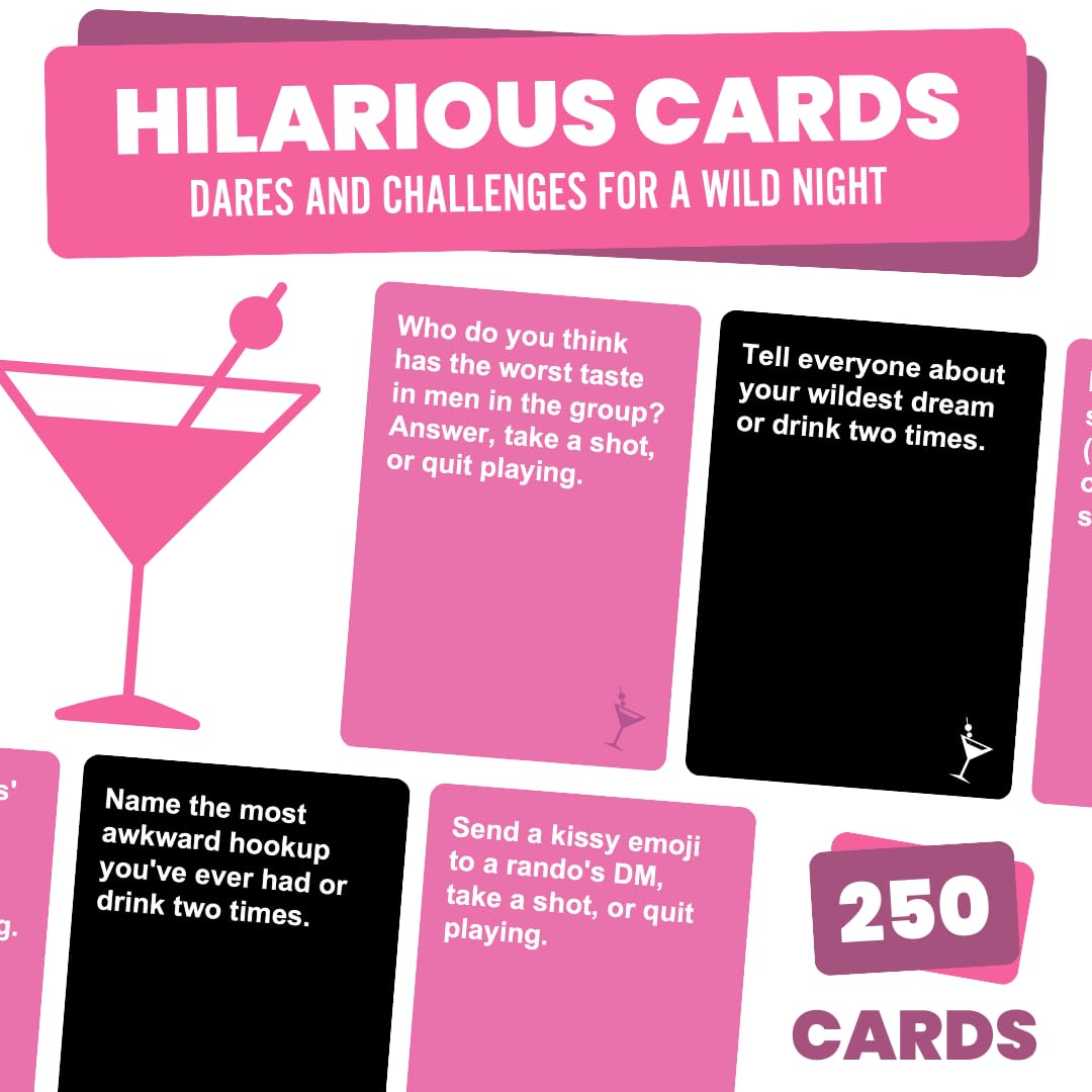 Do or Drink Girls Night - Bachelorette Party and Drinking Games with 250 Cards - Hilarious Challenges for Girls Weekend, 21st Birthdays, Bridal