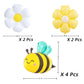 Bee Balloons and Daisy Flower Balloons - 8 Pcs Yellow and Black Bumble bee Foil balloons for Baby Shower, Bee Themed Birthday Party Decorations