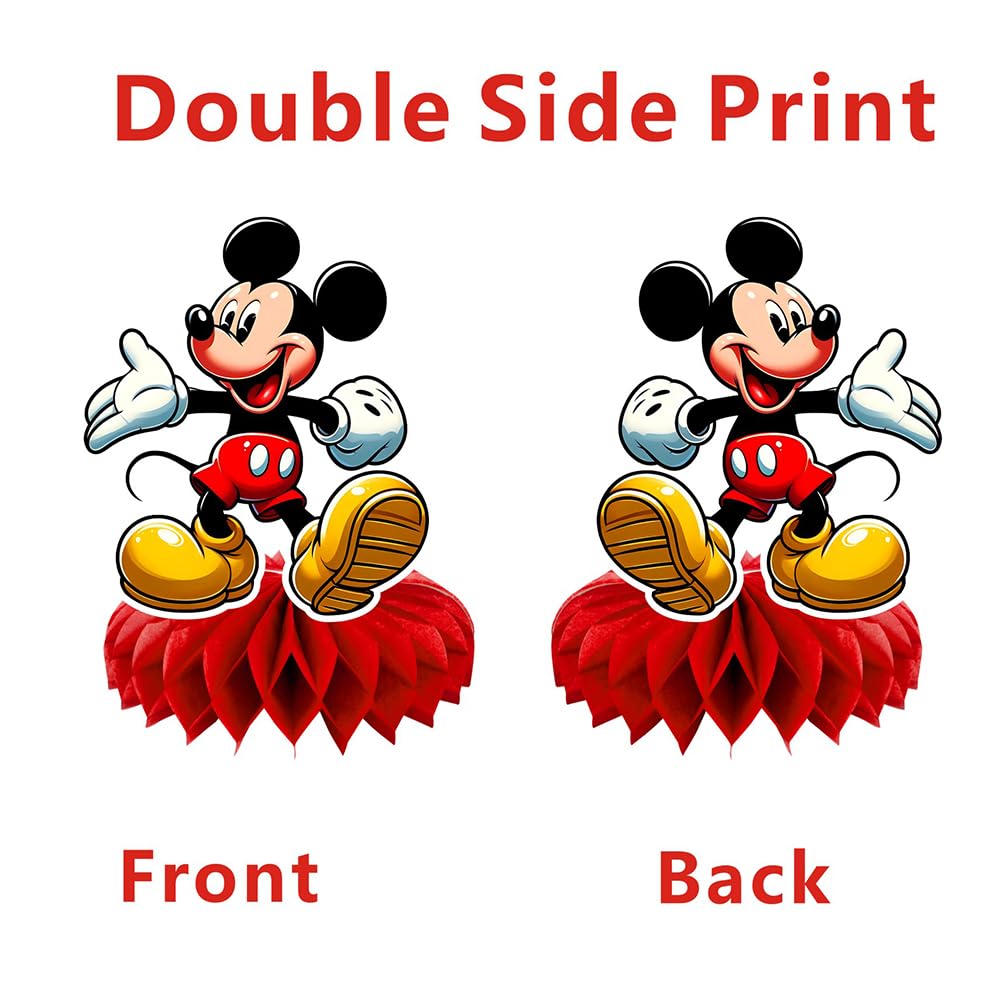 8Pcs Mickey Honeycomb Table Centerpiece, Mickey Birthday Party Supplies Table Decorations for Kids Party Decorations