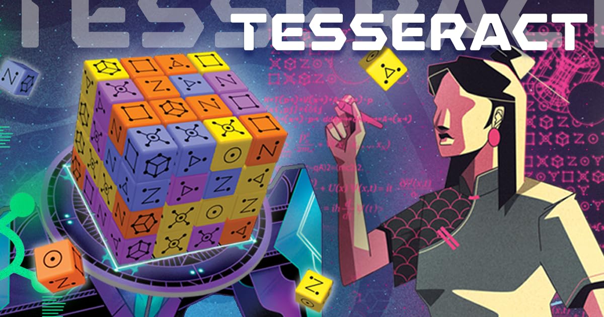 TESSERACT by Smirk & Dagger: 1-4 Player Cooperative Strategy Board Game, 64 Dice, Rotating Turntable, Dice Manipulation, Unique Player Powers, A Great
