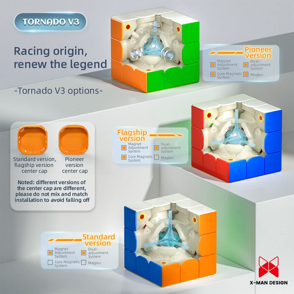 BroMoCube 2022 New QY X Man Tornado V3M Magnetic Speed Cube QY Toys Tornado V2M Upgraded Verson Flaship 3x3x3 Speed Cube(Stardard)