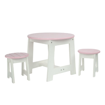 Olivia's Little World - Princess Table and 2 Chairs Set (White) | Wooden 18 inch Doll Furniture