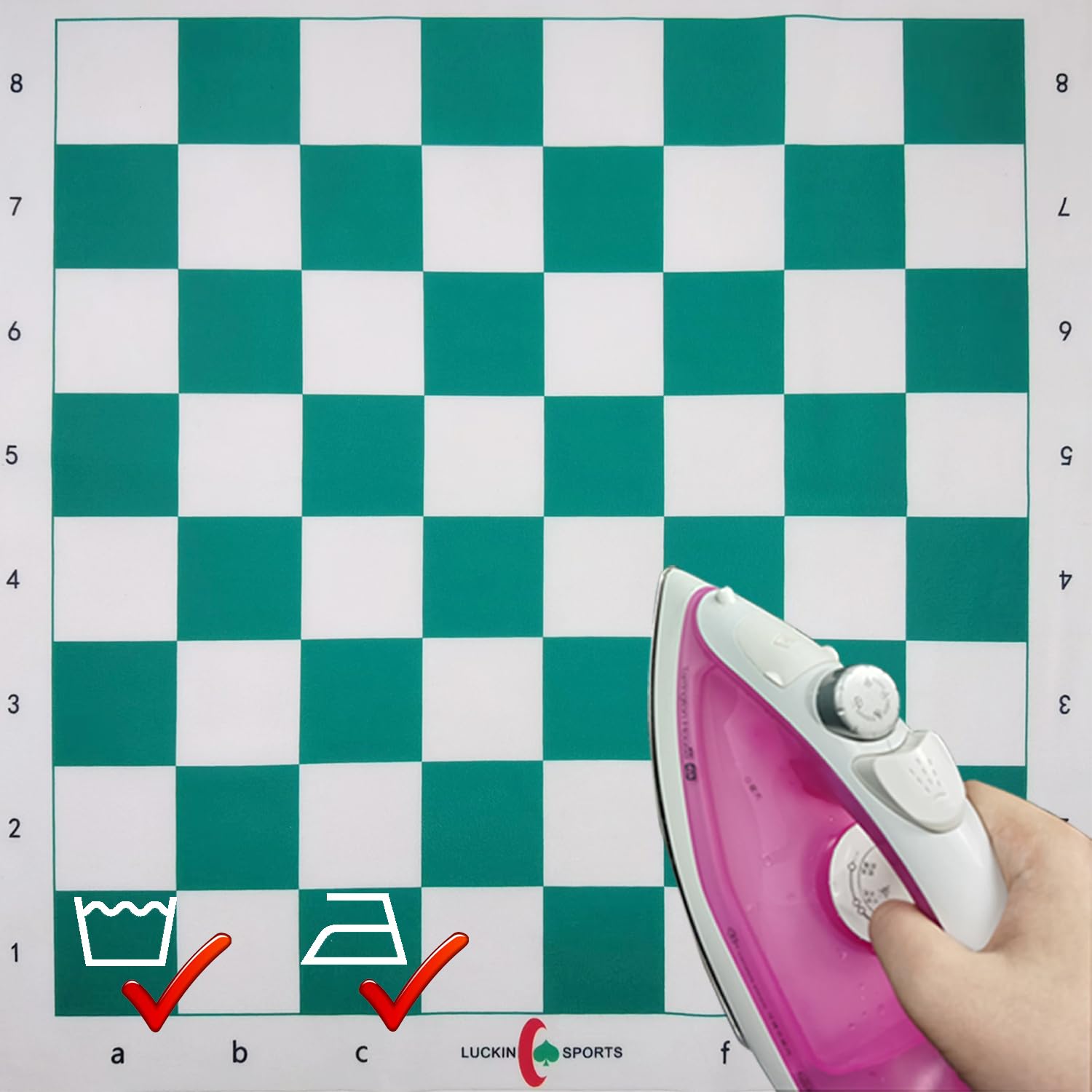 LUCKIN SPORTS Standard Professional Tournament Chessboard, 20" x 20" in Size with 2.25" Squares. 100% Durable Felt Fabric. Waterproof and Stain