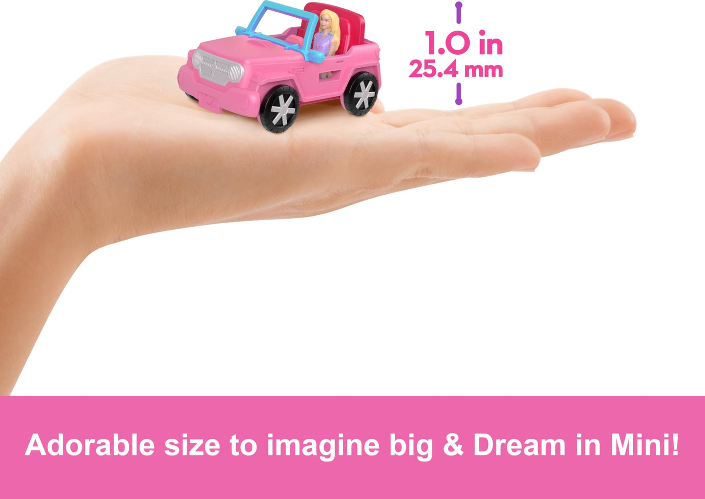 Barbie Mini BarbieLand Playsets with Toy Vehicle & 1.5-inch Doll, SUV with Color-Change Surprise & Tent Accessory