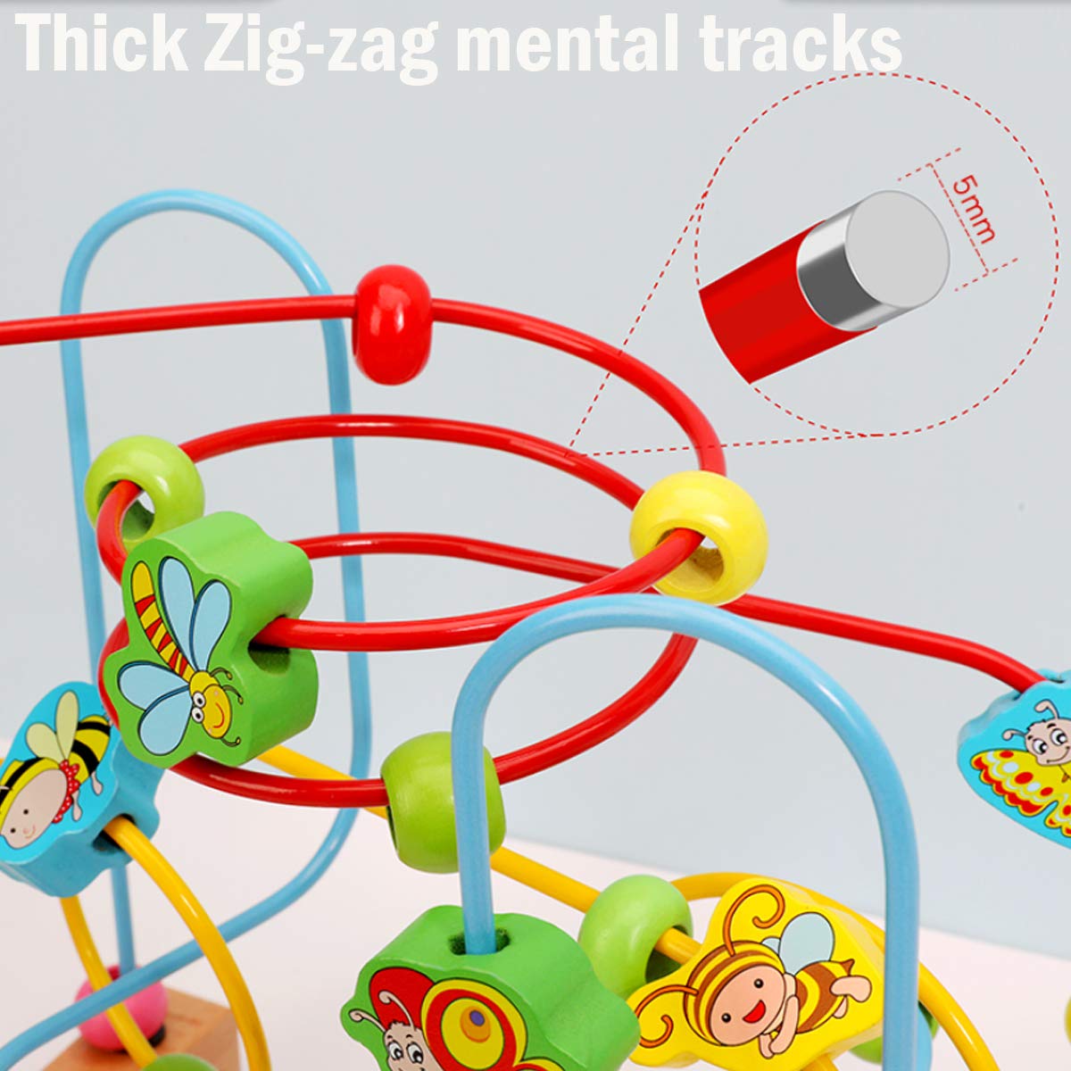 Joqutoys Bead Maze Toy for 1 2 3 Year Old Kids, Wooden Colorful Roller Coaster Circle Toys, Early Educational Toys for Toddlers, First Birthday Gifts
