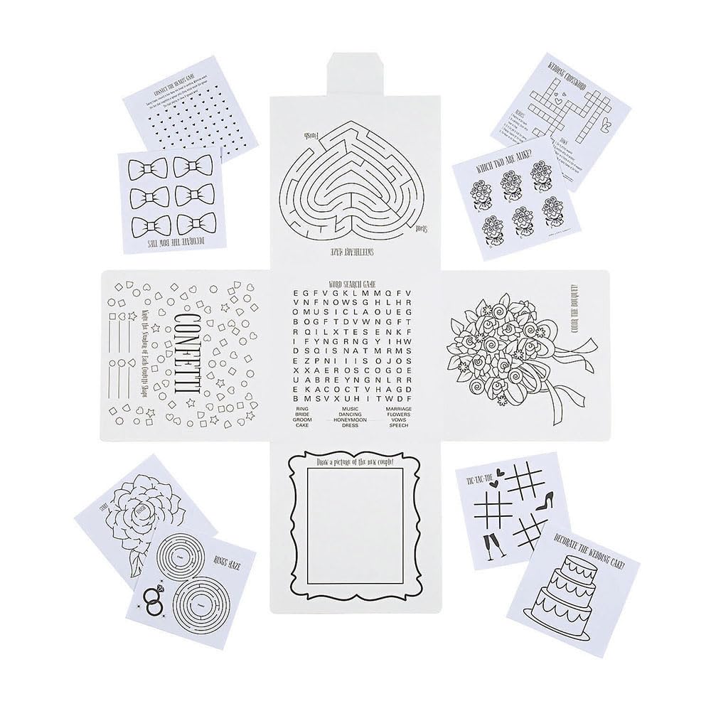 Color Your Own Wedding Kids Table Activity Set 12Pc - Crafts for Kids and Fun Home Activities
