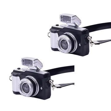 2Pcs 1:4 Scale Mini Camera Prop Ornament Vintage Camera Model, Miniature Digital Camera Mini Decoration Accessories Photography Props Ornament