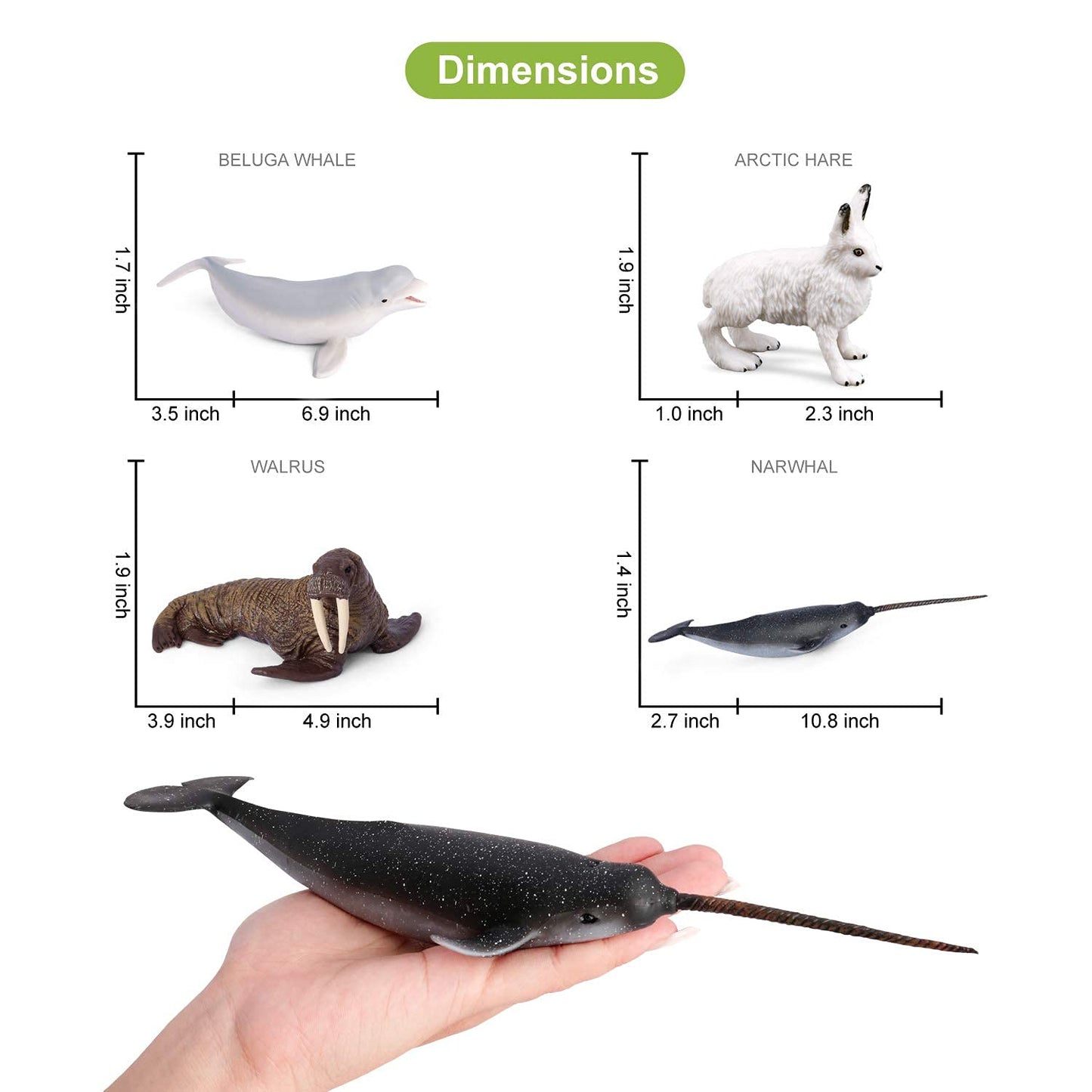 Volnau Sea Creature Toys Figures 9PCS Arctic Circle Ocean Animals Figurines for Toddlers Kids Christmas Decoration Gift Plastic Fish Preschool Pack