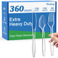 Dealusy 360 Count Extra Heavy Duty Clear Plastic Silverware, 150 Forks, 150 Spoons, 60 Knives, BPA-Free, Heat Resistant, Disposable Plastic Utensils