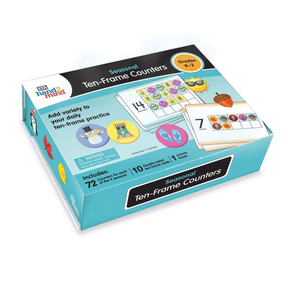 hand2mind Seasonal Ten Frames Math Counters for Kids, Math Counters Chips for Counting and Sorting, Kindergarten Learning Games, Counting Toys, Math