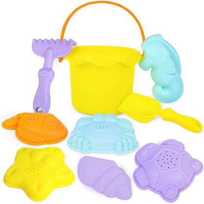 3 Otters Beach Toys Set, Bucket and Shovel RakesTool, Ocean Animals, 9 Pcs