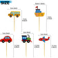 BIEUFBJI Transportation Cupcake Toppers 30 Pack Car Truck Train Airplane Ship Party Cake Toppers Picks for Kids Birthday Baby Shower Party Decorations